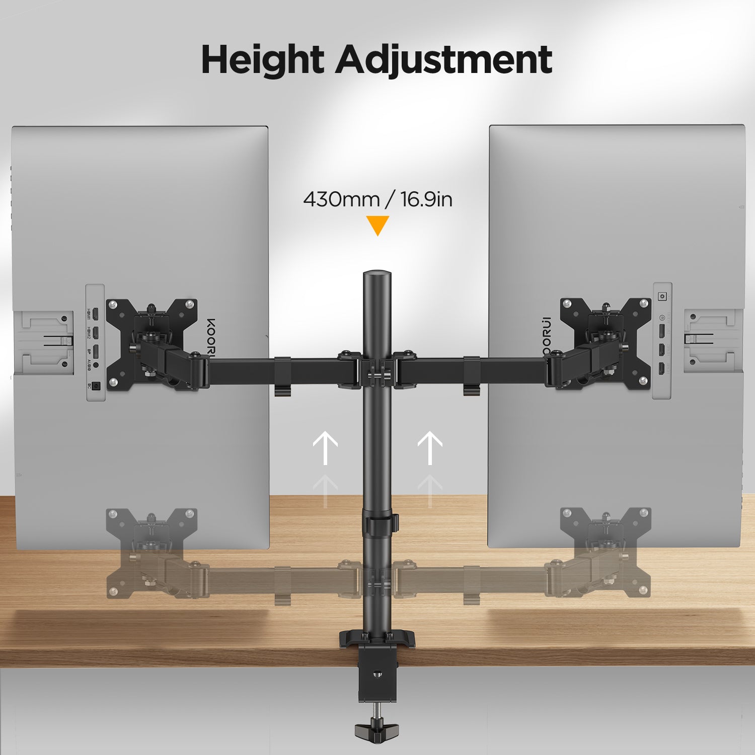KOORUI KR20G Dual Monitor Stand for 13-27 Inch Holds Screens